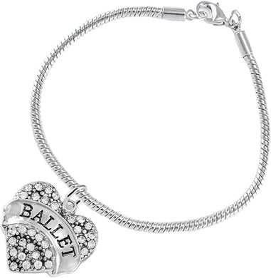 Ballet Crystal Heart Hypoallergenic Bracelet. Nickle and Lead Free