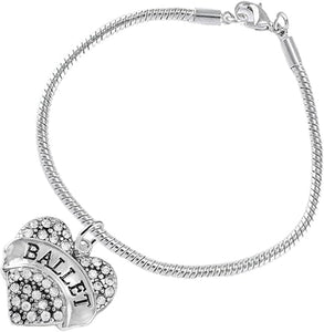 Ballet Crystal Heart Hypoallergenic Bracelet. Nickle and Lead Free
