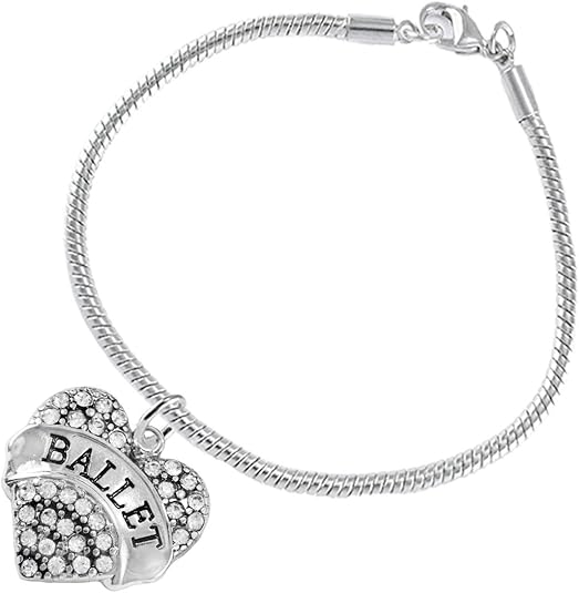 Ballet Crystal Heart Hypoallergenic Bracelet. Nickle and Lead Free