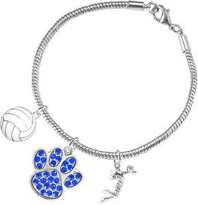 Blue Crystal Paw Volleyball, Adjustable, Safe-Hypoallergenic, Nickel, Lead and Cadmium Free