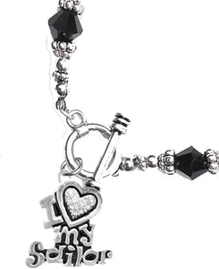 Navy, I Love My Sailor, Crystal Heart, Bracelet, Hypoallergenic, Safe-Nickel, Lead, Free