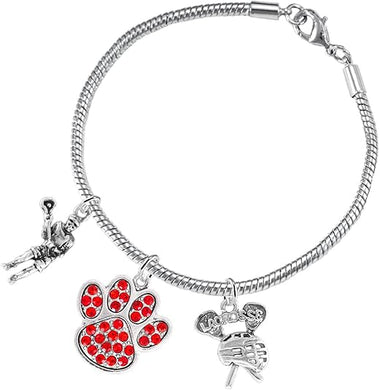 Lacrosse Jewelry, Red Crystal Paw Jewelry, Hypoallergenic Safe-Nickel, Lead and Cadmium Free!