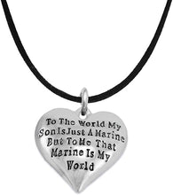Marine Mom, My Son, is My World Necklace, Hypoallergenic, Safe- Nickel, Lead and Cadmium Free