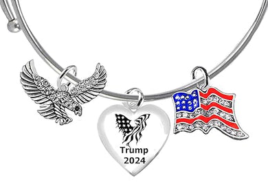 Trump,Ameriican Eagle With Austrian Crystal,Eagle With American Flag Wings,TRUMP 2024,Austrian Crystal American Flag.Adjustable Bracelet. Wonderful Gift For Yourself