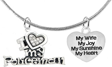 Policeman's, I Love My Policeman, My Wife, My Joy, My Sunshine, Adjustable, Hypoallergenic, Safe-Nickel, Lead, Free