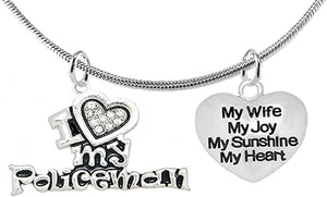 Policeman's, I Love My Policeman, My Wife, My Joy, My Sunshine, Adjustable, Hypoallergenic, Safe-Nickel, Lead, Free