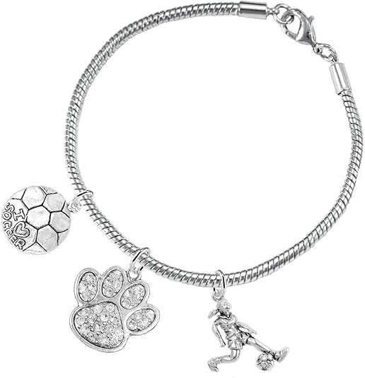The, Soccer Jewelry Crystal Paw Hypoallergenic Adjustable, Safe-Nickel, Lead Free