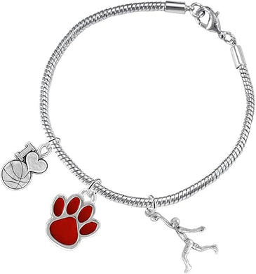 Red Paw Basketball Jewelry, Adjustable, Safe-Hypoallergenic, Nickel, Lead Free