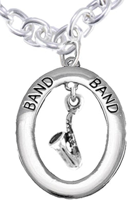 Band Saxophone Player Hypoallergenic Adjustable Necklace, Safe-Nickel, Lead, and Cadmium Free