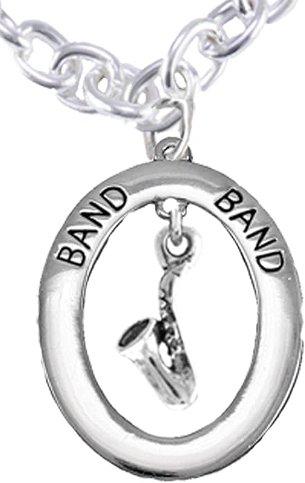 Band Saxophone Player Hypoallergenic Adjustable Necklace, Safe-Nickel, Lead, and Cadmium Free