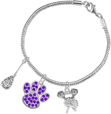 Lacrosse Jewelry, Purple Crystal Paw Jewelry, Hypoallergenic Safe-Nickel, Lead and Cadmium Free!