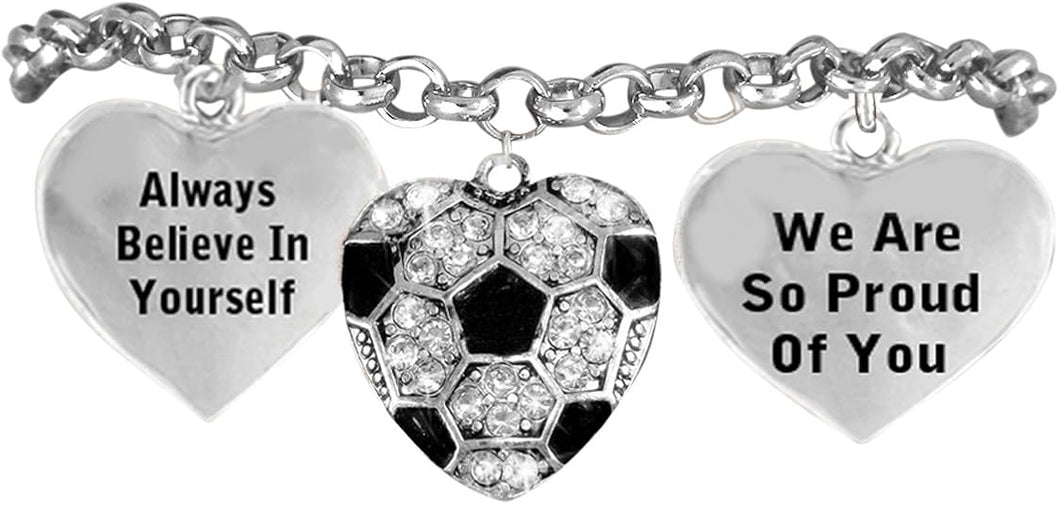 Soccer We are So Proud of You Adjustable Bracelet, Safe-Hypoallergenic, Nickel, Lead, Free!