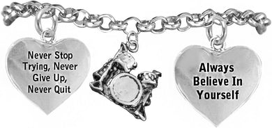 The, Drums Never Give Up, Never Quit Hypoallergenic Adjustable Bracelet, Safe-Nickel, Lead Free