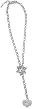 Jewish Abuela Crystal Heart, Through A Crystal Star Of David, Rolo Chain Necklace Hypoallergenic, Safe-Nickel, Lead, And Cadmium Free