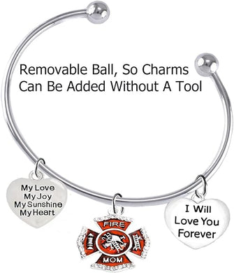 Firefighter Girlfriend, My Love, My Joy, My Sunshine, I Will Love You Forever Bracelet, Hypoallergenic, Safe-Nickel, Lead, Free