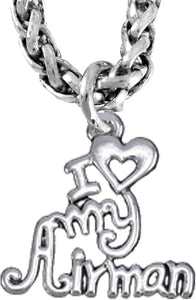 Air Force, I Love My Airman, Necklace Hypoallergenic, Safe-Nickel, Lead, Cadmium Free
