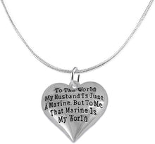 Marine Wife, My Husband is My World, Necklace, Hypoallergenic, Safe- Nickel, Lead and Cadmium Free