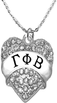Gamma Phi Beta Crystal Heart Necklace - Licensed Sorority Jewelry Manufacturer