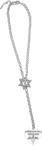 Jewish Firefighter Mom, He's My Son and He's My Hero, Heart, Through A Crystal Star of David, Rolo Chain Necklace Hypoallergenic, Safe-Nickel, Lead, and Cadmium Free