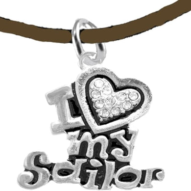 Navy, I Love My Sailor, Crystal Heart, Bracelet, Hypoallergenic, Safe-Nickel, Lead, Free