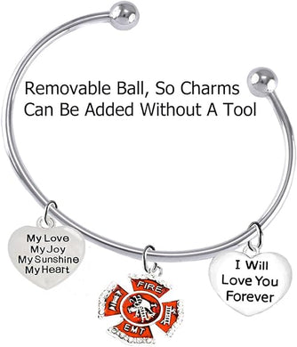 EMT, Firefighter, My Love, My Joy, My Sunshine, I Will Love You Forever Bracelet, Hypoallergenic, Safe-Nickel, Lead, Free