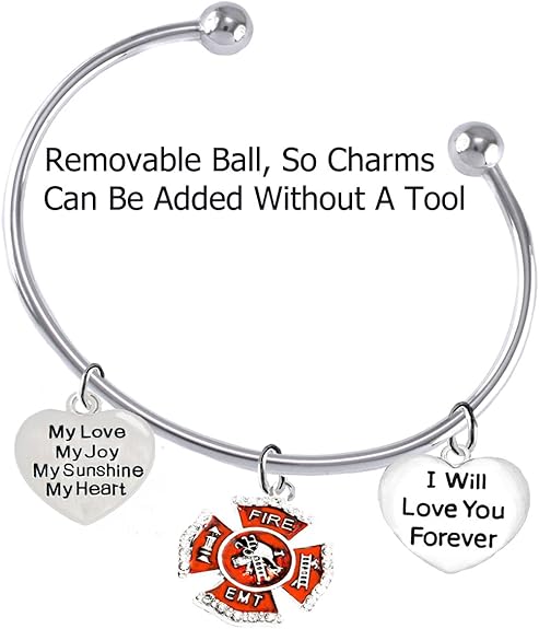 EMT, Firefighter, My Love, My Joy, My Sunshine, I Will Love You Forever Bracelet, Hypoallergenic, Safe-Nickel, Lead, Free