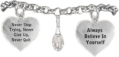 Always Believe in Yourself, Never Give Up Tennis Hypoallergenic Bracelet, Safe-Nickel Free!