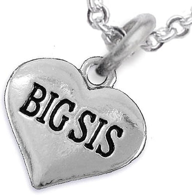 Big Sis Heart Charm Necklace Hypoallergenic, Adjustable, Safe, Nickel, Lead & Cadmium Free!