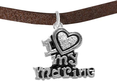 Marine I Love My Marine, Crystal Heart, Bracelet, Hypoallergenic, Safe-Nickel, Lead, Free