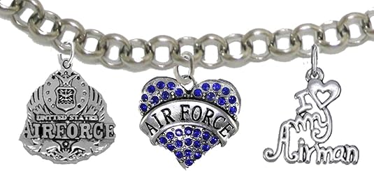 Air Force I Love My Airman, Adjustable, Hypoallergenic, Will NOT Irritate Anyone with Sensitive Skin. Safe- Nickel, Lead, Cadmium Free