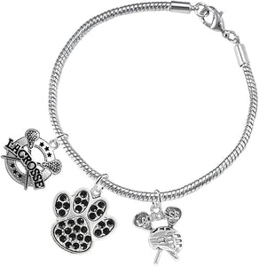 Lacrosse Jewelry, Black Crystal Paw Jewelry, Hypoallergenic Safe-Nickel, Lead and Cadmium Free!