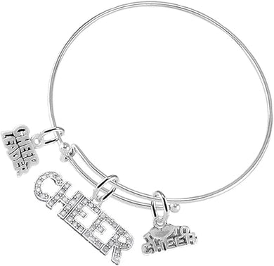Cheer 3 Charm Bracelet, Safe-Hypoallergenic, Nickel, Lead and Cadmium Free