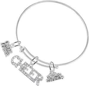 Cheer 3 Charm Bracelet, Safe-Hypoallergenic, Nickel, Lead and Cadmium Free