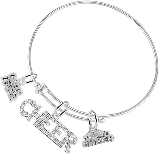 Cheer 3 Charm Bracelet, Safe-Hypoallergenic, Nickel, Lead and Cadmium Free