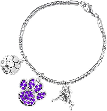The, Soccer Jewelry Purple Crystal Paw Hypoallergenic Adjustable, Safe-Nickel, Lead Free