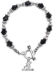 Air Force, I Love My Airman, Black Crystal Bracelet Hypoallergenic, Safe-Nickel, Lead, Cadmium Free