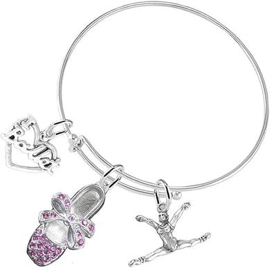 Ballet 3 Charm Adjustable Bracelet Hypoallergenic. Safe-Nickle, Lead and Cadmium Free!