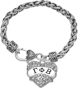 Gamma Phi Beta Crystal Heart Bracelet - Licensed Sorority Jewelry Manufacturer