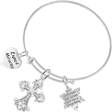 Christian 3 Charm Adjustable Bracelet Hypoallergenic, Safe-Nickel, Lead, Free