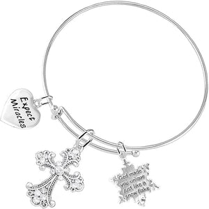 Christian 3 Charm Adjustable Bracelet Hypoallergenic, Safe-Nickel, Lead, Free