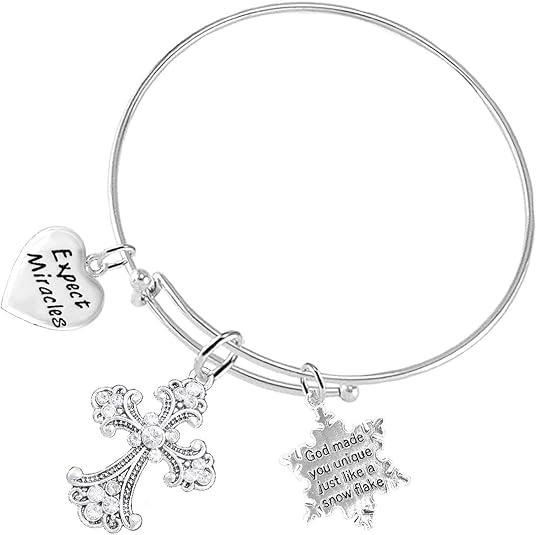 Christian 3 Charm Adjustable Bracelet Hypoallergenic, Safe-Nickel, Lead, Free