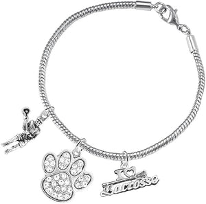 Lacrosse Jewelry, Orange Crystal Paw Jewelry, Hypoallergenic Safe-Nickel, Lead and Cadmium Free!