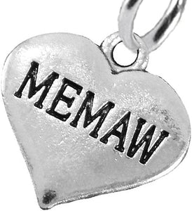 Memaw Heart Charm Post Earring Hypoallergenic, Safe-Nickel, Lead & Cadmium Free!