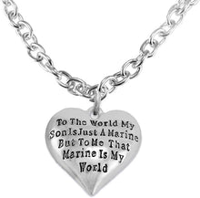 Marine Mom, My Son, is My World Necklace, Hypoallergenic, Safe- Nickel, Lead and Cadmium Free
