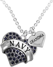 Navy Grandma Blue Crystal Heart Necklace, Adjustable, Hypoallergenic, Will NOT Irritate Anyone with Sensitive Skin. Safe- Nickel, Lead and Cadmium Free