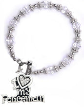 Policeman's, I Love My Policeman, Clear Crystal Bracelet, Hypoallergenic, Safe-Nickel, Lead, Free