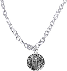 Saint Benedict Protective Charm-Crucifix, and Prayer, Protect Me from Harm, from Evil, from The Devil. Nickle, Lead Free