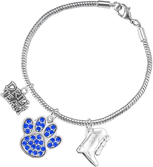 The, Drill Team Jewelry Blue Crystal Paw Hypoallergenic Adjustable, Safe-Nickel, Lead Free
