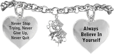 Theater Drama Masks, Never Give Up Hypoallergenic Adjustable Bracelet. Nickle and Lead Free