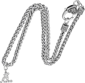 Marine, I Love My Marine, Wheat Chain Necklace Hypoallergenic, Safe-Nickel, Lead, Cadmium Free